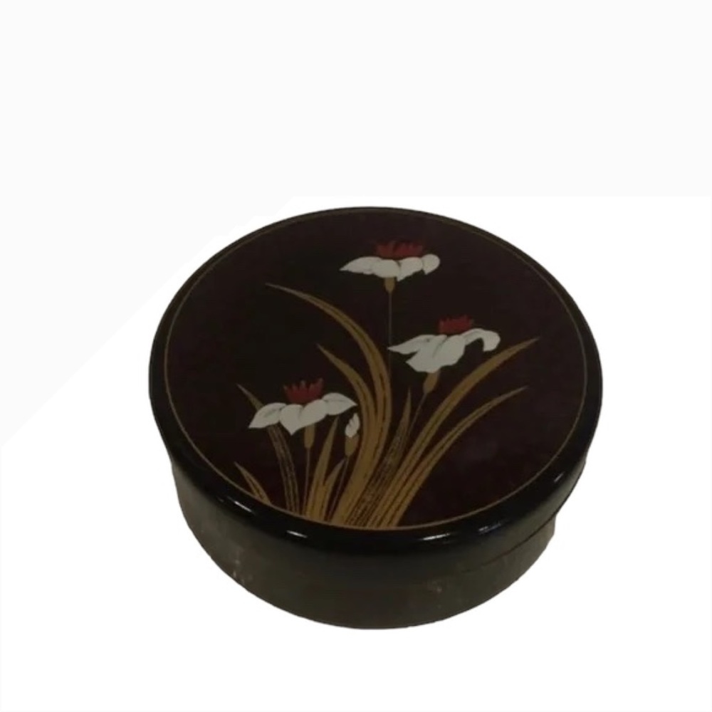 Vintage Japanese Coaster Set Of Six Wild Flowers - Plastic With Case